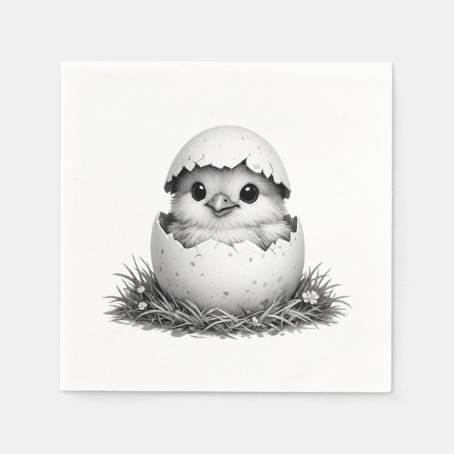 Ostern in Schwarzweiß Serviette (Vorderseite)