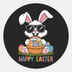 Ostern Jungen Mädchen Kinder Kleinkind Hase Kaninc Runder Aufkleber