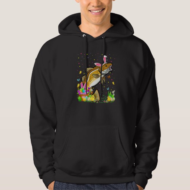 Ostern Kabeljau Fisch Bunny Egg Jagen Ostern Sonnt Hoodie (Vorderseite)