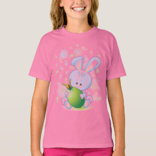 Ostern-Kaninchen mit Ei und Blumen T-Shirt