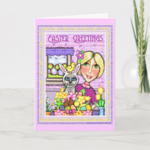 Ostern-Katze im Korb u. Karte in Damen-Gruß