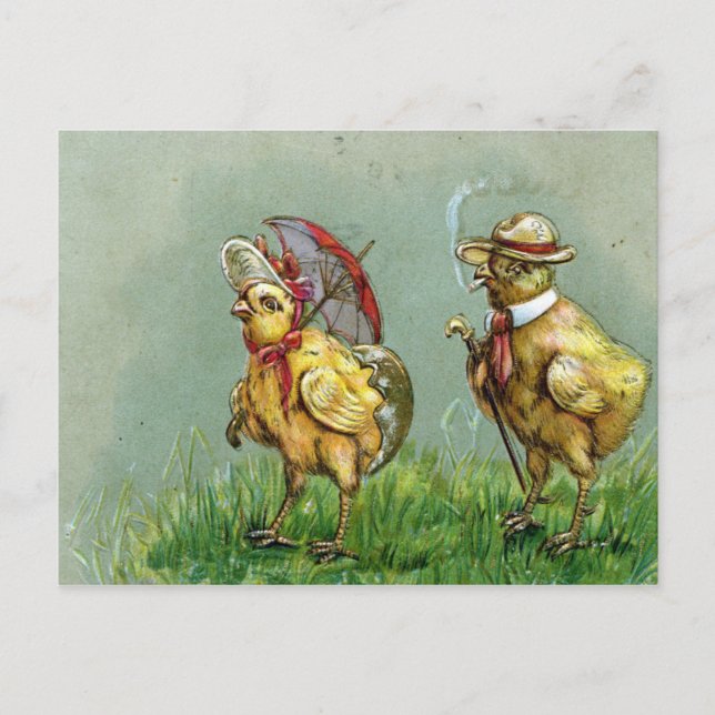 Ostern-Kitsch Feiertagspostkarte (Vorderseite)