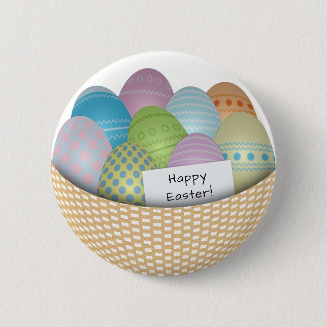 Ostern-Korb mit farbigem Ei-Knopf Button (Vorderseite)