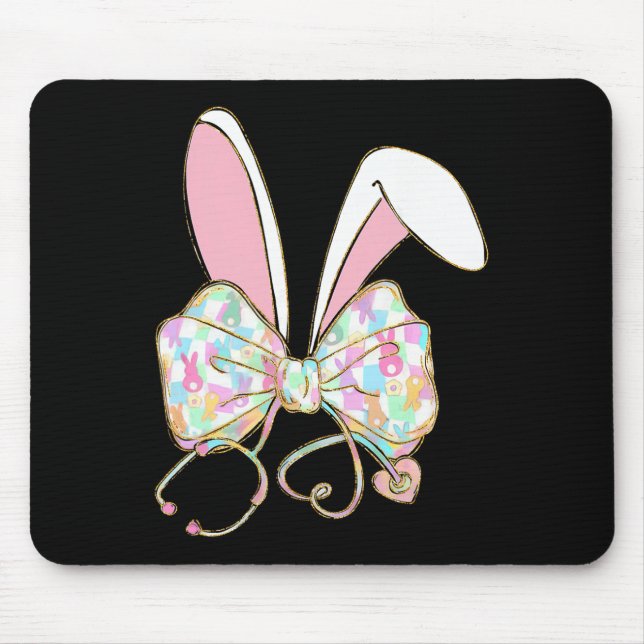 Ostern Krankenpflegerin Kokette Schleife Stethosko Mousepad (Vorne)