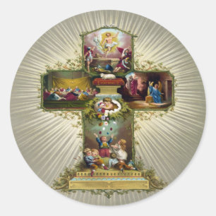Ostern-Kreuz Runder Aufkleber