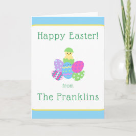 OSTERN Küken Eier und hellblaue Grüße NAME Feiertagskarte