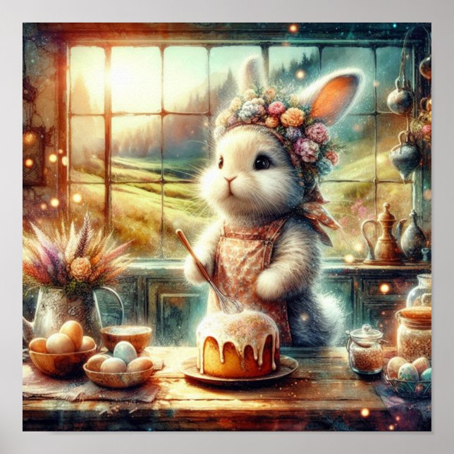 Ostern Leckereien mit Niedlichem Watercolor Bunny  Poster (Vorne)
