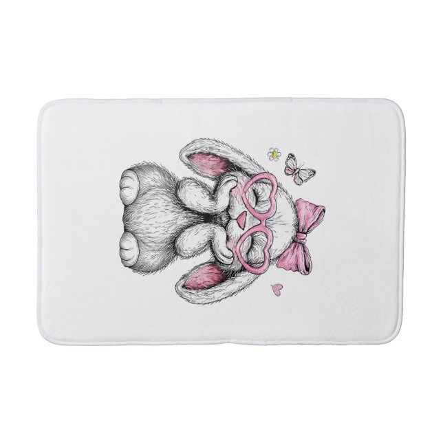 Ostern Mädchen Süße Hase Gesicht Rosa Ostern Kinde Badematte (Vorderseite)