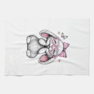 Ostern Mädchen Süße Hase Gesicht Rosa Ostern Kinde Geschirrtuch