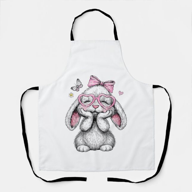 Ostern Mädchen Süße Hasen Gesicht Rosa Ostern Kind Schürze (Vorderseite)