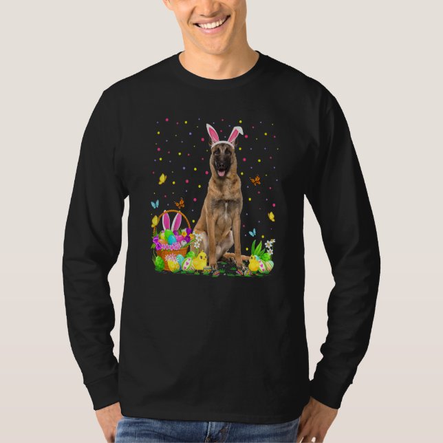 Ostern Malinois Hund Bunny Egg Jagd Malinois Eas T-Shirt (Vorderseite)