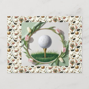 Ostern mit Golfball und Blume für Golfer Feiertagspostkarte
