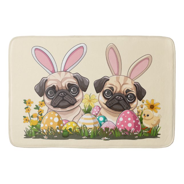Ostern Mops Hunde Sonnige Ohren Badematte (Vorderseite)