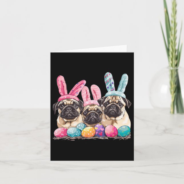 Ostern Mops Osterhund Mops Dog Bunny Ears Ostern O Karte (Vorderseite)