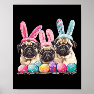 Ostern Mops Osterhund Mops Dog Bunny Ears Ostern O Poster