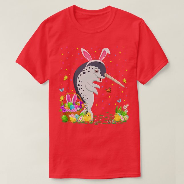 Ostern Narwhal Fisch Bunny Egg Jagd Narwhal Ost T-Shirt (Design vorne)