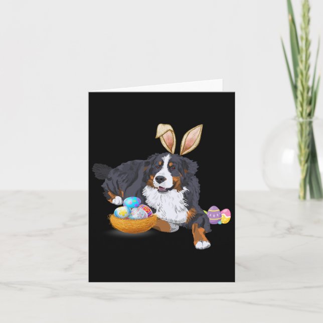 Ostern Niedlich Berner Hund Lover Bunny Egg Karte (Vorderseite)