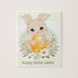 Ostern Niedlich Bunny Yellow Egg Personalisierter  Puzzle