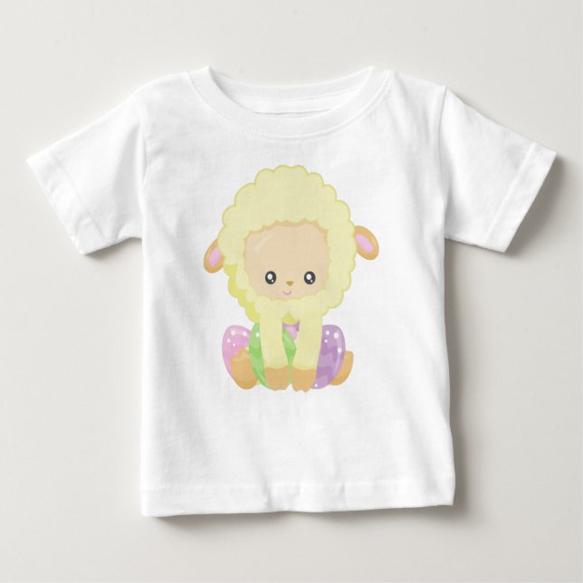 Ostern, Niedliche Schafe, kleine Schafe, Ostereier Baby T-shirt (Vorderseite)