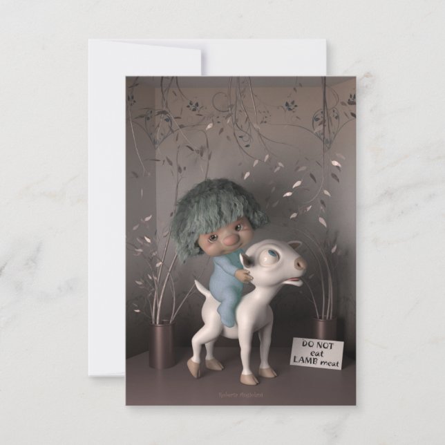 Ostern ohne Lamm - Version 2 RSVP Karte (Vorderseite)