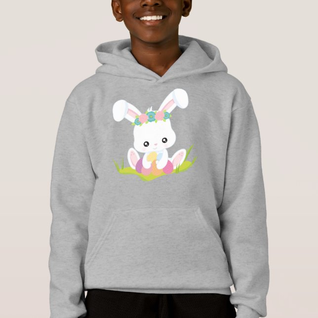 Ostern, Ostereier, Niedlicher Sonnenschein, Weißer Hoodie (Vorderseite)