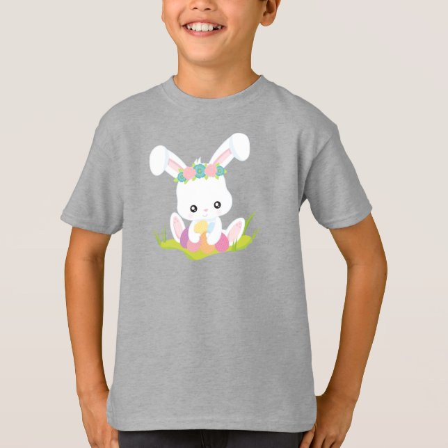 Ostern, Ostereier, Niedlicher Sonnenschein, Weißer T-Shirt (Vorderseite)