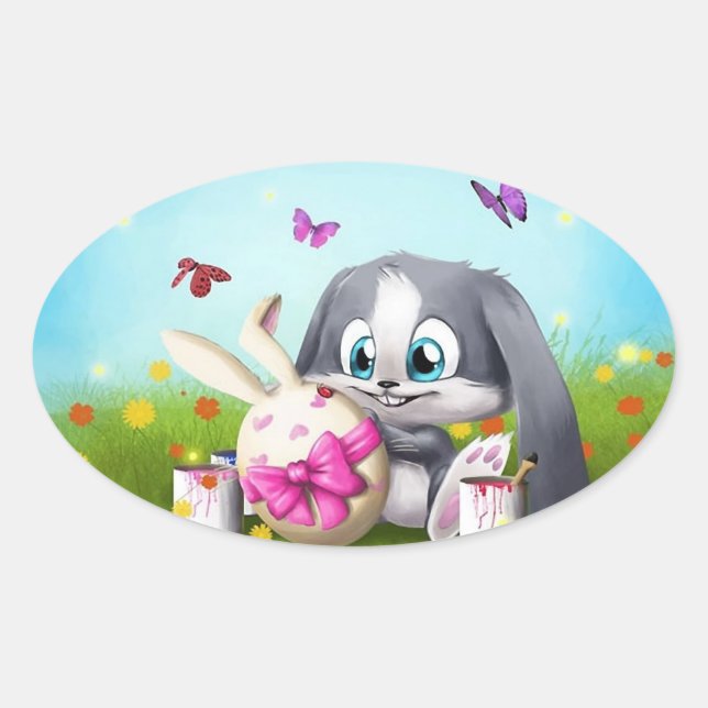 Ostern Ovaler Aufkleber (Vorderseite)