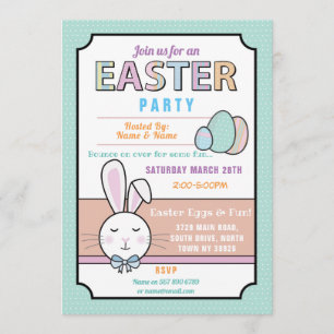 Ostern Party Bunny Egg Jagd Einladung Minze
