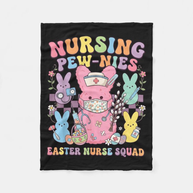 Ostern Pflege Retro Hase Pflegeteam Tee Süß Fleecedecke (Vorderseite)