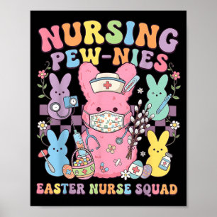 Ostern Pflege Retro Hase Pflegeteam Tee Süß Poster