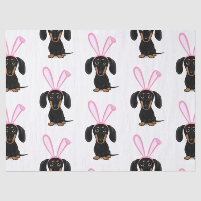 Ostern Schwarzer Hund Tan Dackel Seidenpapier (Vorderseite)
