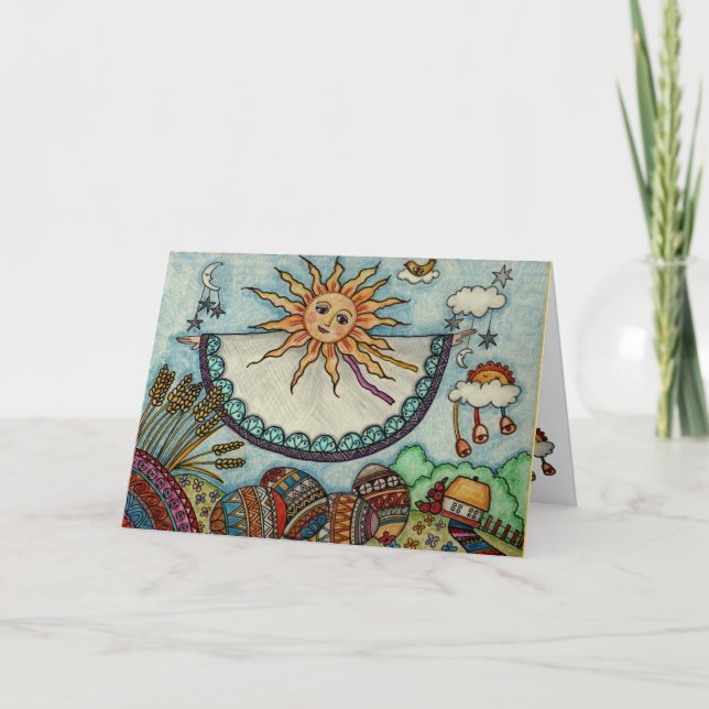 Ostern-Sonnenaufgang-Ukrainer-Volkskunst Feiertagskarte (Vorderseite)
