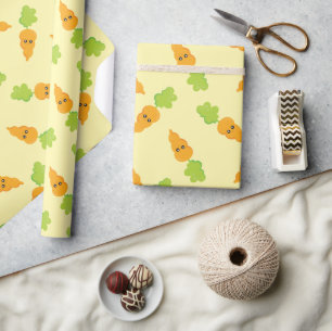 Ostern Süße Orange Kawaii Karotten Muster Geschenkpapier