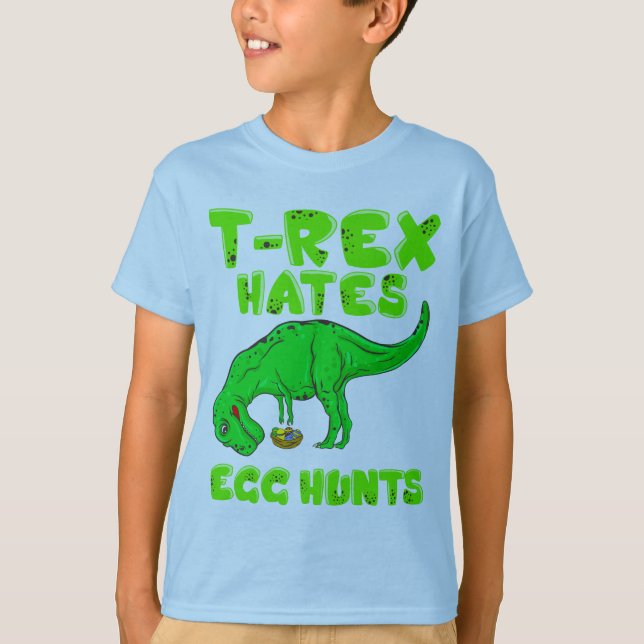 Ostern T-Rex hasst Ei-Jagd-Korbstuffer-Geschenk T-Shirt (Vorderseite)