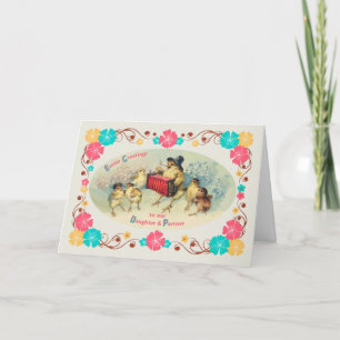 Ostern-Tochter u. Partner-Vintage musikalische Feiertagskarte