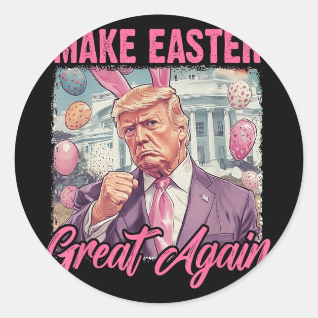 Ostern Trump 2025 macht Ostern wieder zum lustigen Runder Aufkleber (Vorderseite)