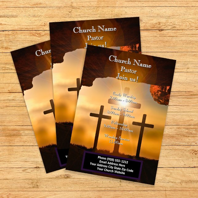 Ostern überqueren, sich den Diensten der USA ansch Flyer (Cross Calvary Easter, Join Us Services Flyer)