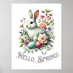 Ostern Wasserfarben Bunny & Eggs Poster