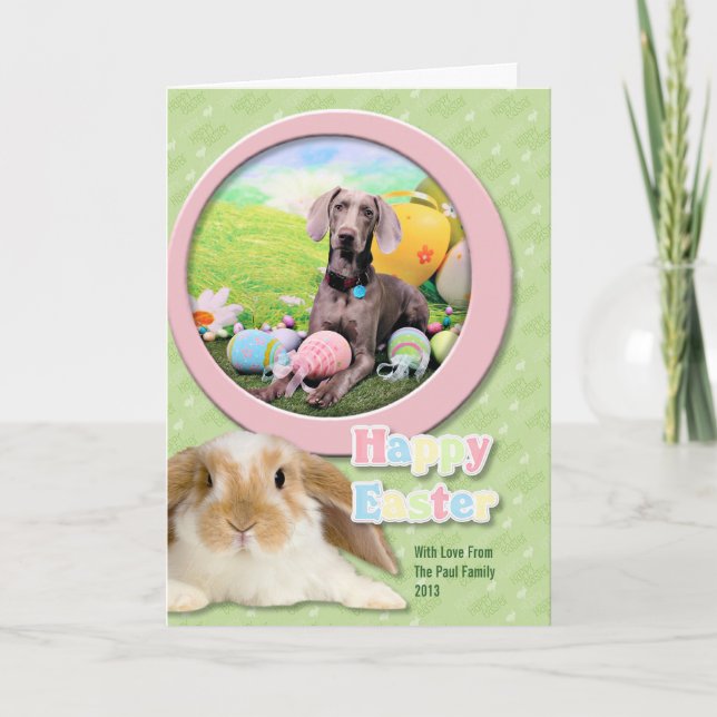 Ostern - Weimaraner - Ben Feiertagskarte (Vorderseite)