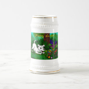 Ostern - Welpe Capo and Butterfly Bierglas