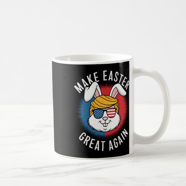 Ostern wieder groß machen, Eier jagen, Hase, Ameri Kaffeetasse (Rechts)