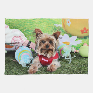 Ostern - Yorkshire Terrier - frech Geschirrtuch