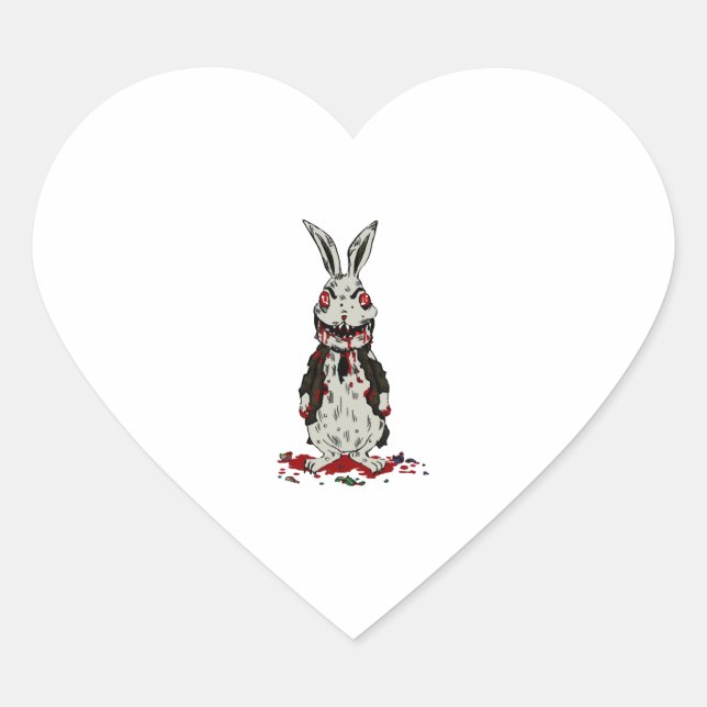 Ostern Zombie Rabbit Halloween Bunny Herz-Aufkleber (Vorderseite)