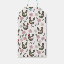 Osternahtloses Muster mit Huhn. Geschenkanhänger