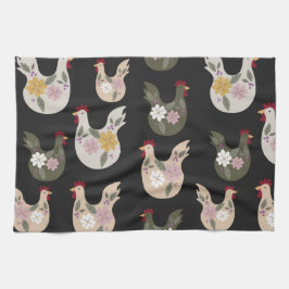 Osternahtloses Muster mit Huhn. Geschirrtuch