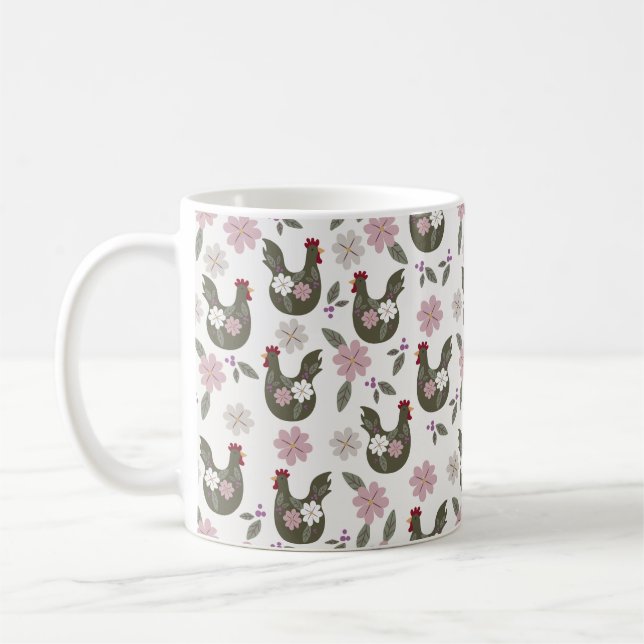 Osternahtloses Muster mit Huhn. Kaffeetasse (Links)