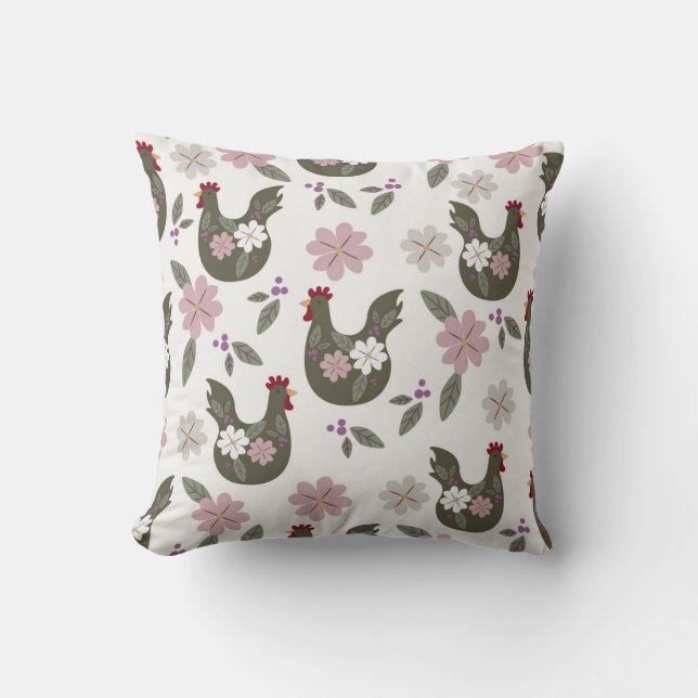 Osternahtloses Muster mit Huhn. Kissen (Vorderseite)