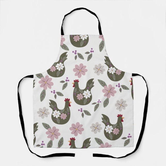 Osternahtloses Muster mit Huhn. Schürze (Vorderseite)