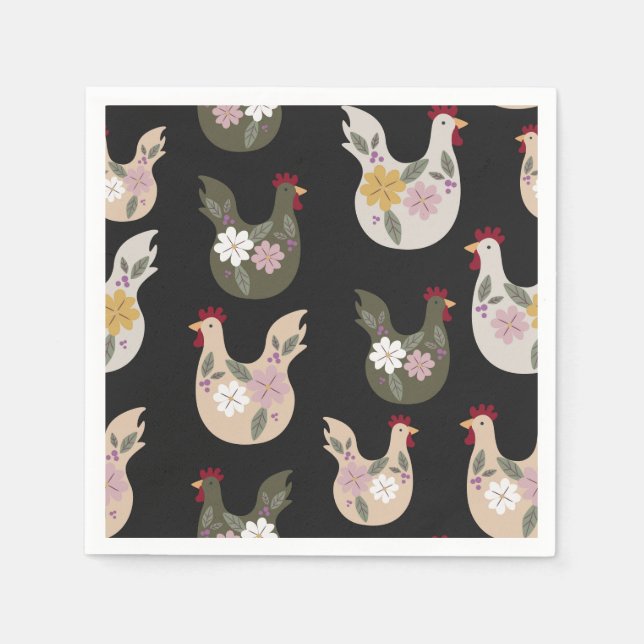 Osternahtloses Muster mit Huhn. Serviette (Vorderseite)