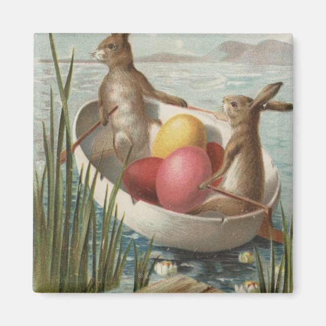 OsternBunnies in einem Boot mit farbigen Eiern Magnet (Vorne)